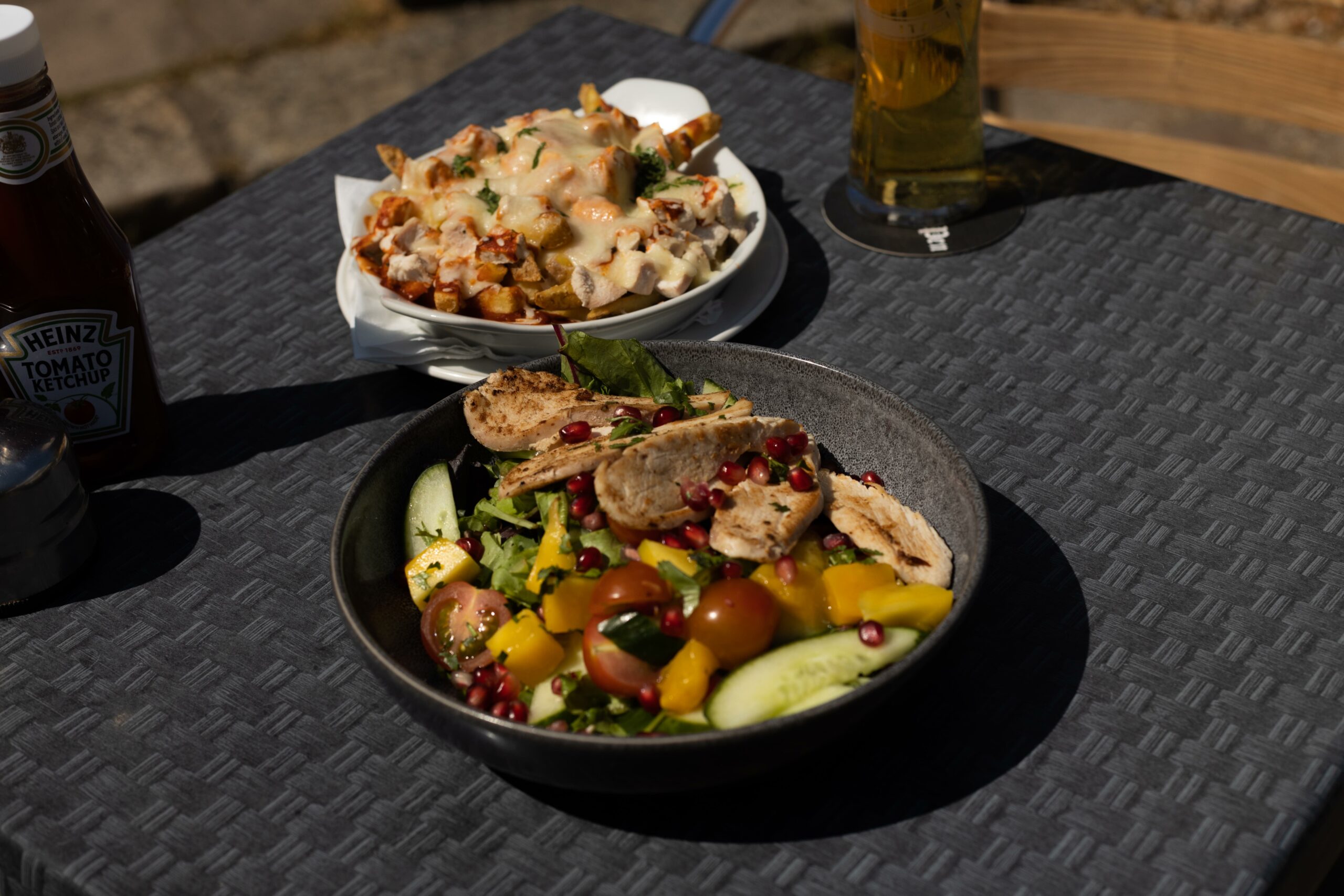 salad and fries